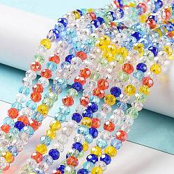 Glass Beads Strands, Faceted, Rondelle, Mixed Color, 4x3mm, Hole: 0.4mm, about 123~127pcs/strand, 15.75~16.5 inch(40~42cm)(EGLA-A034-M4mm-46)