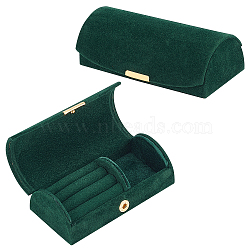 Velvet Jewelry Packaging Boxes, with Metal Clasps, for Rings, Small Watches, Necklaces, Earrings, Bracelet, Rectangle, Dark Green, 5.3x10.25x3.4cm(CON-WH0088-08)