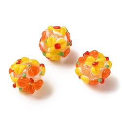 Handmade Lampwork Beads, Flower, Gold, 12~14mm, Hole: 1.2mm(LAMP-B025-03B-13)