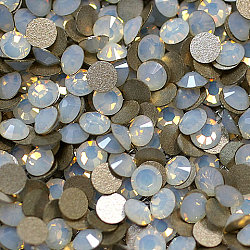 Glass Flat Back Rhinestone, Grade A, Back Plated, Faceted, Half Round, White Opalite, 3.8~4mm, about 1440pcs/bag(RGLA-C002-SS16-234)