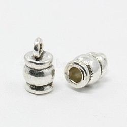 Tibetan Style Terminators, Barrel, Lead Free & Nickel Free & Cadmium Free, Antique Silver, 11x6.5mm, Hole: 2mm, Inner Diameter: 3mm.(X-LF9765Y-NF)