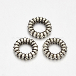 Ring Tibetan Style Alloy Spacer Beads, Antique Silver, 6x1mm, Hole: 3mm(TIBEB-D029-AS)