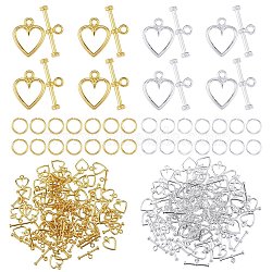 DIY Jewelry Making Findings, Including 100 Sets 2 Colors Tibetan Style Alloy Toggles Clasps & 200Pcs 2 Colors ron Open Jump Rings, Golden & Silver, 6x0.7mm, Inner Diameter: 4.6mm(DIY-SZ0005-90)
