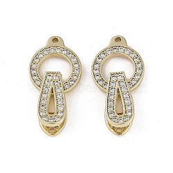 Brass Clear Cubic Zirconia Fold Over Clasps, Real 18K Gold Plated, 23mm(KK-Z078-09G)