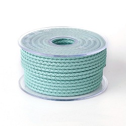 Braided Cowhide Cord, Leather Jewelry Cord, Jewelry DIY Making Material, Pale Turquoise, 3mm, about 54.68 yards(50m)/roll(WL-I003-3mm-A-08)