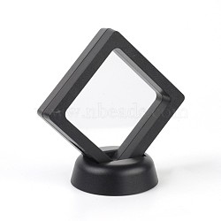 Acrylic Frame Stands, with Transparent Membrane, For Earring, Pendant, Bracelet Jewelry Display, Rhombus, Black, 9.7x9.6x5.7cm(X-EDIS-L002-01-A)