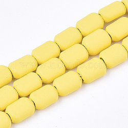 Spray Painted Non-magnetic Synthetic Hematite Beads Strands, Rounded Rectangle, Yellow, 6x4.5x3mm, Hole: 0.5mm, about 75pcs/strand, 15.7 inch(G-T116-08-24)
