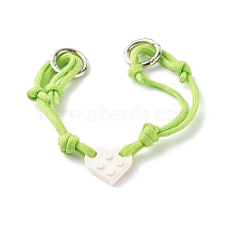 Polyester & Spandex Cord Bracelet Sets, with Resin Building Blocks Charms, Rectangle, Yellow Green, 12-5/8~13.54 inch(32.2~34.4cm), 2Pcs/set(BJEW-JB06367-05)