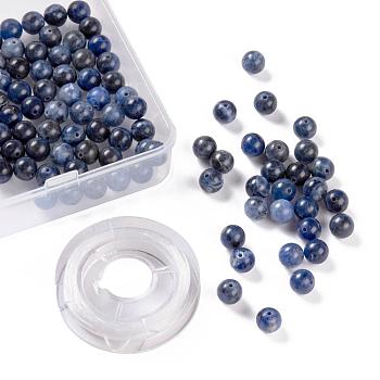 100Pcs 8mm Natural Sodalite Beads, with 10m Elastic Crystal Thread, for DIY Stretch Bracelets Making Kits, 8mm, Hole: 1mm