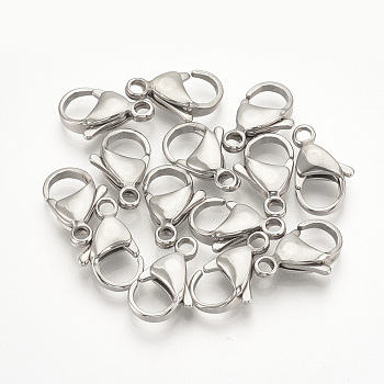 304 Stainless Steel Lobster Claw Clasps, Stainless Steel Color, 11x7x3.5mm, Hole: 1mm