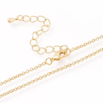 Brass Rolo Chain Necklaces Making, with Lobster Claw Clasps, Long-Lasting Plated, Golden, 16.14 inch(410mm)