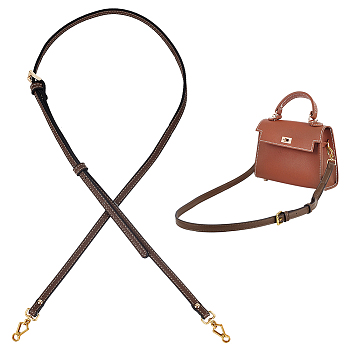 PU Leather Adjustable Bag Straps, with Alloy Swivel Clasp, Coffee, 107.6~123x1.5cm