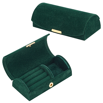 Velvet Jewelry Packaging Boxes, with Metal Clasps, for Rings, Small Watches, Necklaces, Earrings, Bracelet, Rectangle, Dark Green, 5.3x10.25x3.4cm