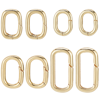 8Pcs 4 Styles Brass Twister Clasps, Long-Lasting Plated, Oval, Real 18K Gold Plated, 13~29x10~15.5x2~4mm, 2pcs/style