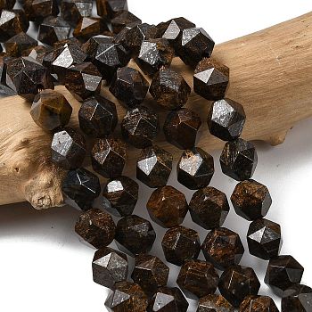 Natural Bronzite Beads Strands, Star Cut Round Beads, Faceted, 7~8x7~8x7~8mm, Hole: 1mm, about 46~47pcs/strand, 14.72''~15''(37.4~38.1cm)