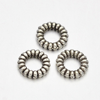 Ring Tibetan Style Alloy Spacer Beads, Antique Silver, 6x1mm, Hole: 3mm