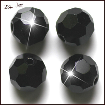 Imitation Austrian Crystal Beads, Grade AAA, Faceted(32 Facets), Round, Black, 4mm, Hole: 0.7~0.9mm