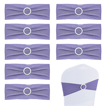 Polyester Stretch Chair Sashes Bows for Wedding Reception, Elastic Chair Cover Bands with Plastic Buckle Slider for Banquet, Party, Hotel Event Decorations, Lilac, 145x330x0.6mm