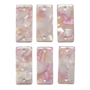 Cellulose Acetate(Resin) Links Connectors, Rectangle, Pink, 22x10x2.5mm