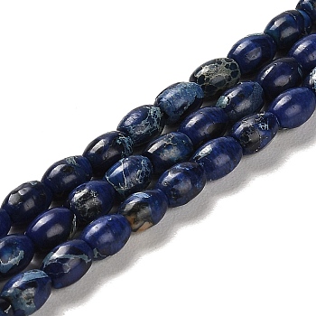 Synthetic Regalite/Imperial Jasper/Sea Sediment Jasper Beads Strands, Dyed, Rice, Dark Blue, 6x4~4.5mm, Hole: 0.9mm, about 67pcs/strand, 15.94 inch(40.5cm)