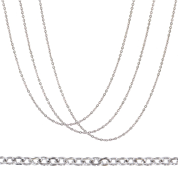 304 Stainless Steel Cable Chain Necklaces, Stainless Steel Color, 17.7 inch(45cm), 2mm, Link: 2.4x2x0.5mm, 30pcs/box