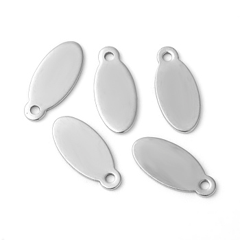 201 Stainless Steel Pendants, Oval, Stamping Blank Tag, Stainless Steel Color, 15.5x7x0.7mm, Hole: 1.4mm