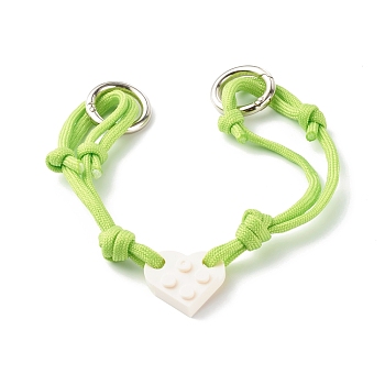 Polyester & Spandex Cord Bracelet Sets, with Resin Building Blocks Charms, Rectangle, Yellow Green, 12-5/8~13.54 inch(32.2~34.4cm), 2Pcs/set