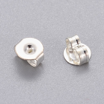 304 Stainless Steel Ear Nuts, Friction Earring Backs for Stud Earrings, Silver, 5x4.5x2.6mm, Hole: 1mm