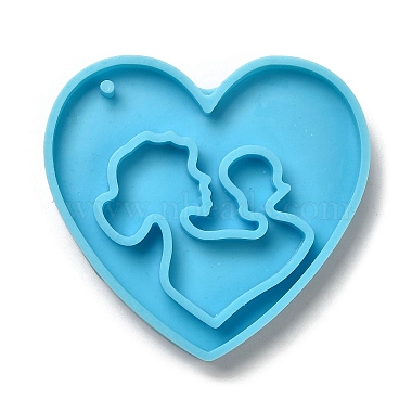 moldes colgantes de silicona para el día de la madre madre con bebé(AJEW-M221-02D)-2