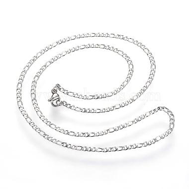 304 Stainless Steel Figaro Chain Necklaces(STAS-K168-02P)-2