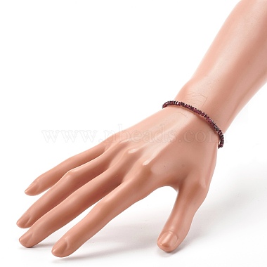 Faceted Rondelle Natural Garnet Beads Stretch Bracelets(BJEW-JB06383-01)-3