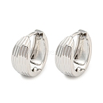 Brass Grooved Hoop Earrings, Platinum, 14.5x6.5mm(EJEW-G363-16P)