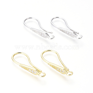 Brass Micro Pave Cubic Zirconia Earring Hooks, Ear Wire, with Horizontal Loop, Clear, Mixed Color, 26x4mm, Hole: 2mm, 18 Gauge, Pin: 1mm(KK-G374-13)