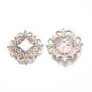 Alloy Cabochons, with Acrylic Rhinestone and Crystal Rhinestone, Faceted, Flower, Light Gold, 35x34.5x6.5mm(X-RB-R059-01)