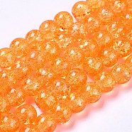 Crackle Glass Beads Strands, High Luster, Round, Orange, 8x7~7.5mm, Hole: 1.5mm, about 114pcs/strand, 31.4 inch(X-CCG-Q001-8mm-A10)
