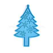 DIY Christmas Tree Pendant Food Grade Silicone Molds, Resin Casting Molds, for UV Resin, Epoxy Resin Jewelry Making, Deep Sky Blue, 130x84x6mm(XMAS-PW0001-012B)