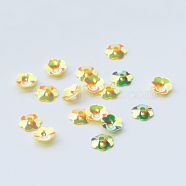 Ornament Accessories Disc Plastic Paillette Beads, Sequins Beads, Flower, Champagne Yellow, 8x2mm, Hole: 1.5mm, about 20000pcs/500g(PVC-R013-8mm-0520)
