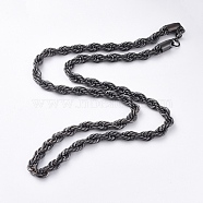 Trendy Men's Chain Necklaces, 304 Stainless Steel Chain Necklaces, with Lobster Claw Clasp, Gunmetal, 25.59 inch(65cm), 7mm(NJEW-L450-08B)