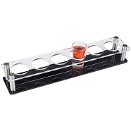 6-Hole Acrylic Wine Glass Organizer Holder, Goblet Serving Tray Rack, Rectangle, Clear, 30x6x4cm(ODIS-WH20001-01C)