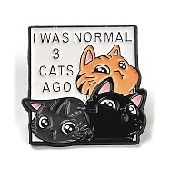 3 Cute Cat Enamel Pin, Alloy Brooch for Backpack Clothes, Colorful, 34x34mm(JEWB-P032-A01)