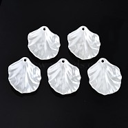 ABS Plastic Imitation Pearl Pendants, Leaf, Creamy White, 30.5x26x1.5mm, Hole: 1.8mm(X-KY-T023-014)