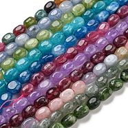 Natural Quartz Beads Strands, Dyed, Faceted, Oval, Mixed Color, 8~12x7~10x7~9mm, Hole: 1.2mm, about 35pcs/strand, 14.96''(38cm)(G-Q006-A01-01)