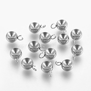 201 Stainless Steel Charm Rhinestone Settings, Flat Round, Stainless Steel Color, Tray: 3mm, 9x6x4mm, Hole: 1.5mm(STAS-G174-08P)