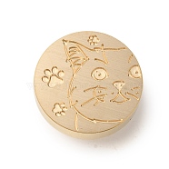 Golden Tone Wax Seal Brass Stamp Heads, for Wax Seal Stamp, Pet Series, Cat Shape, 25x14mm, Hole: 7mm(AJEW-U008-03G-18)