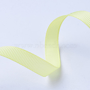 Grosgrain Ribbon, Polyester Ribbon, Champagne Yellow, 10mm, about 5m/strand(DIY-WH0143-98C)