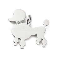 304 Stainless Steel Pendants, with Jump Ring and Glitter, Stamping Blank Tag, Dog Charm, Stainless Steel Color, 24.5x26x1.5mm, Hole: 4mm(STAS-E205-13P)