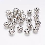 Tibetan Style Alloy Beads, Round, Lead Free & Cadmium Free, Antique Silver, about 8mm in diameter, 7mm thick, hole: 1.5mm(X-LF11126Y)