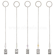 Tibetan Style Alloy Pendant Decoration, with Iron Findings and Gemstone Chips, Rectangle with Tarot Pattern, 225~230mm, 5 style, 1pc/style, 5pcs/set(HJEW-AB00380)