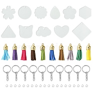 DIY Acrylic Disc Tassel Keychain Making Kits, Including Faux Suede Tassel, 304 Stainless Steel Open Jump Ring, Iron Split Key Ring and Acrylic Pendants, Mixed Color, 5~65.5x0.6~10mm, Inner Diameter: 3.8mm(DIY-FS0006-01B)