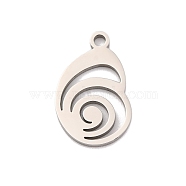 Non-Tarnish 201 Stainless Steel Pendants, Laser Cut, Conch Charm, Stainless Steel Color, 16x10x1mm, Hole: 1.5mm(STAS-U016-09P-02)